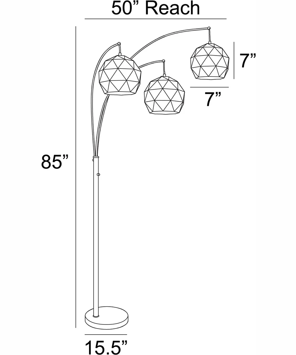 Pandora 3-Light 3-Light Arch Lamp Brushed Nickel/White Metal Cut Shade - Image 4
