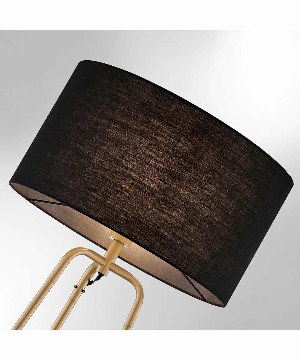 Patterson 1-Light Floor Lamp With Shelves Gold/Black Fabric Shade - Image 2