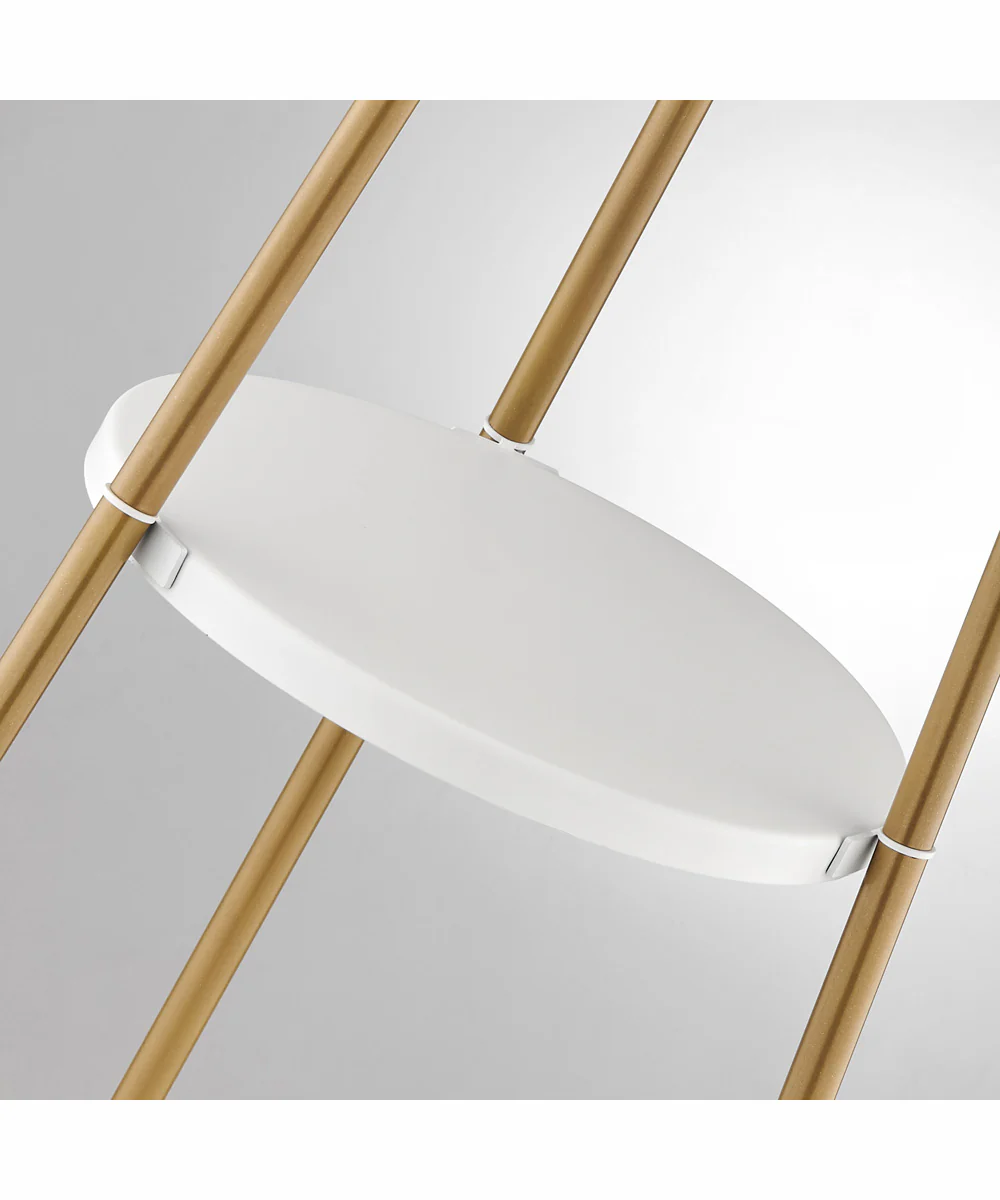 Patterson 1-Light Floor Lamp With Shelves Gold/White Fabric Shade - Image 2