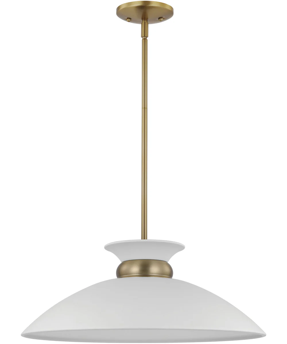 Perkins 1-Light Pendant Matte White / Burnished Brass