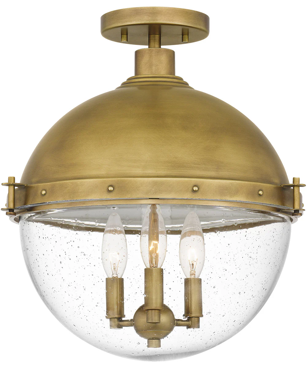 Perrine 3-light Semi Flush Mount Weathered Brass - Image 2