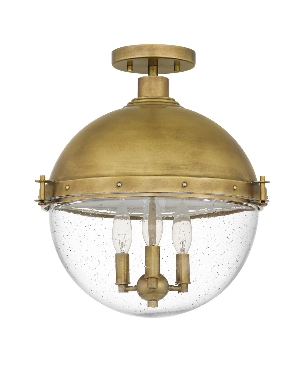 Perrine 3-light Semi Flush Mount Weathered Brass - Image 3