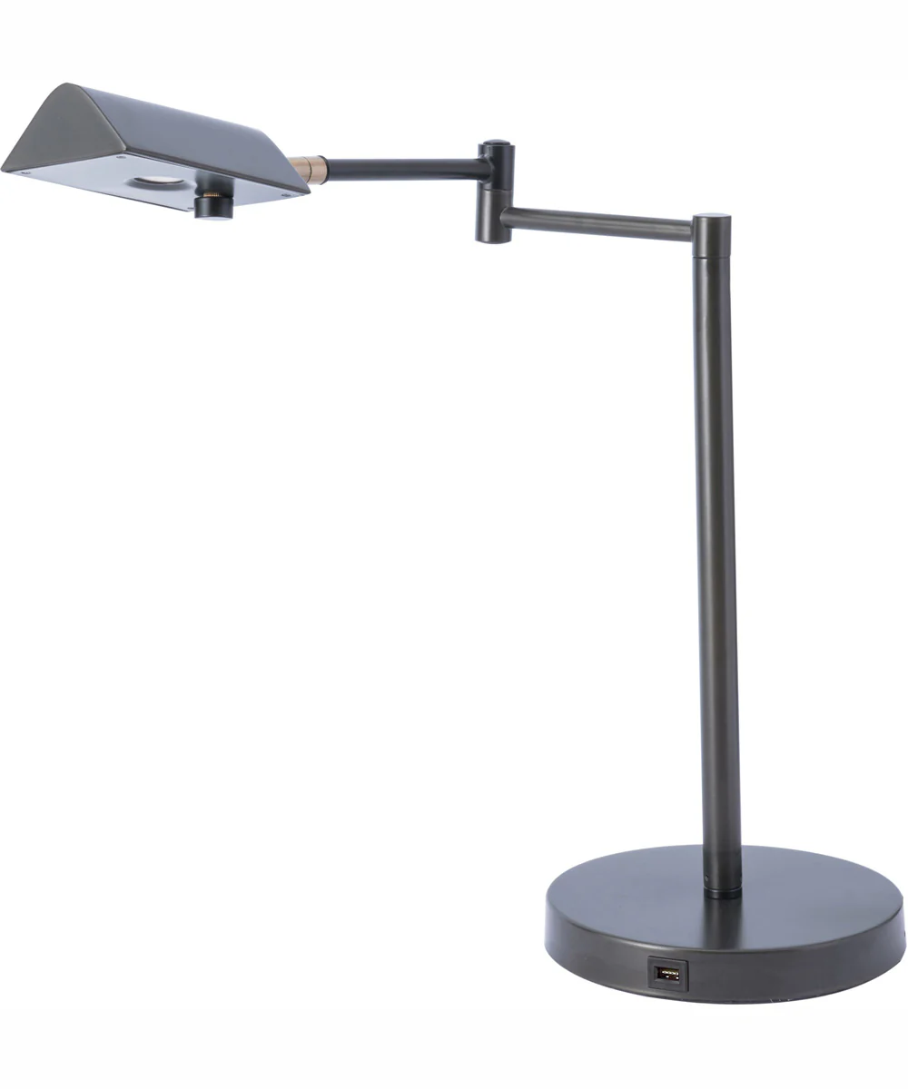 Pharma Collection 1-Light Led Desk Lamp Dark Bronze With Usb Charging Port