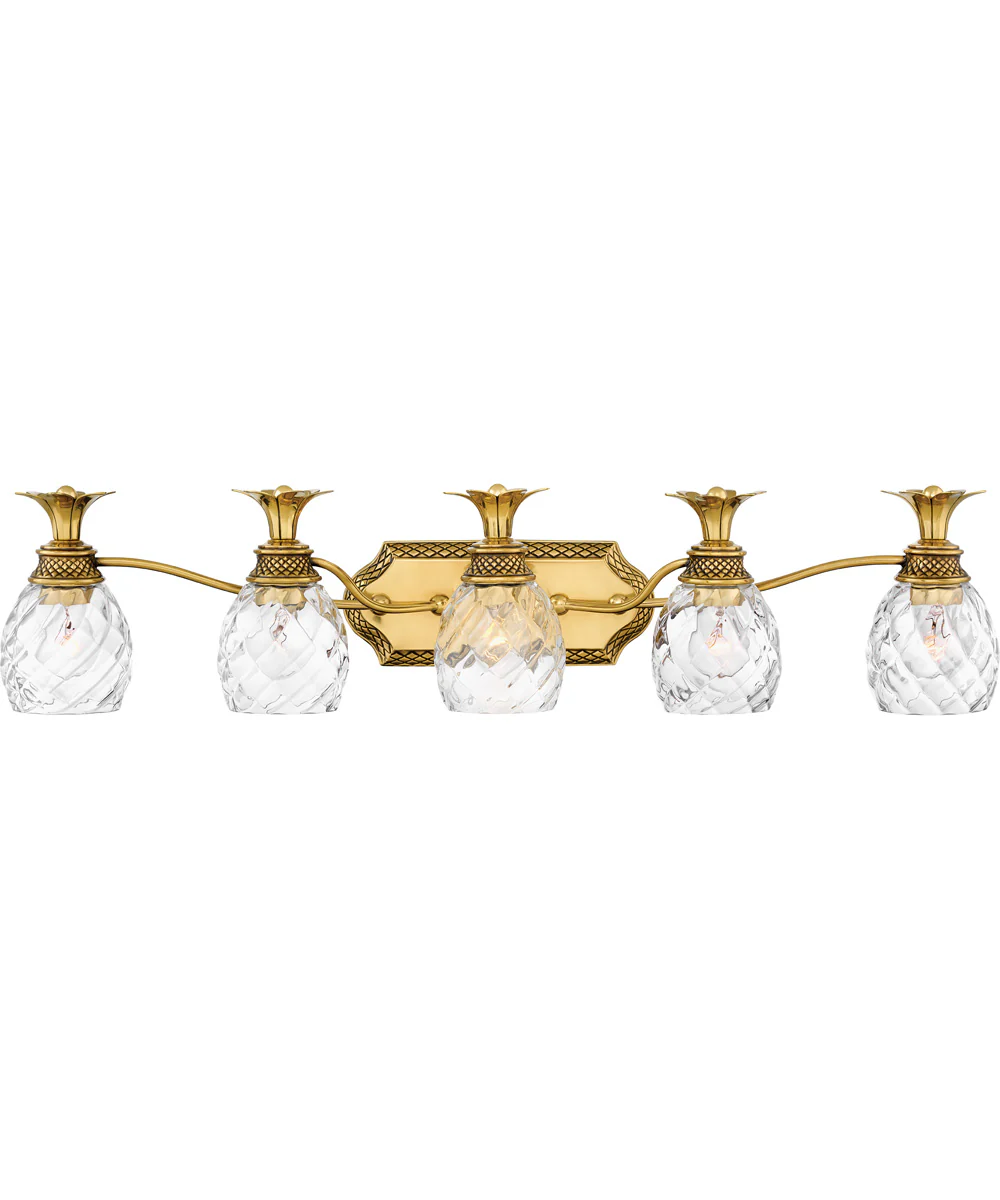 Plantation 5-Light Vanity in Burnished Brass