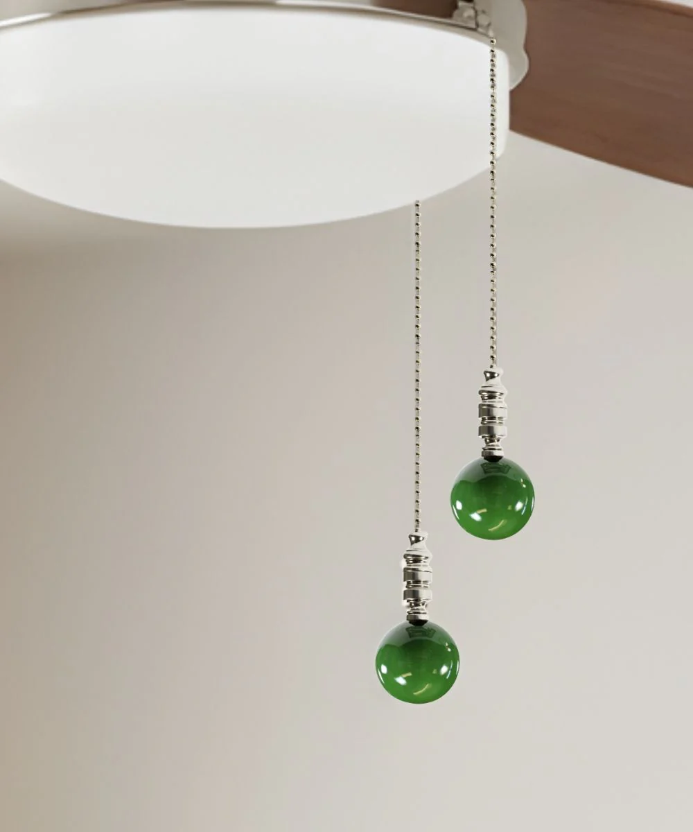 Brushed Nickel 40mm Hunter Green Ceramic Ball Fan Pull 2.25"h - Image 2
