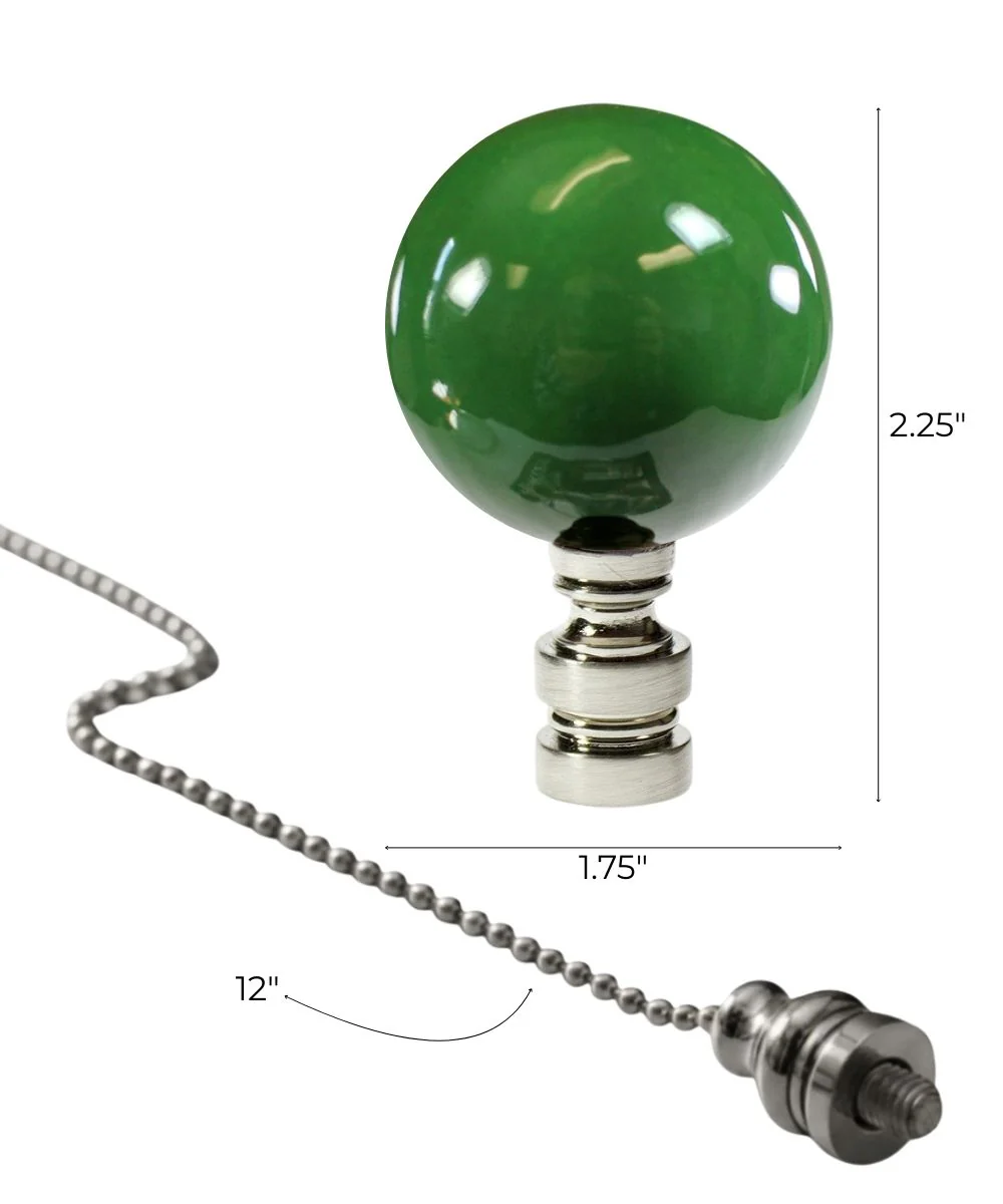 Brushed Nickel 40mm Hunter Green Ceramic Ball Fan Pull 2.25"h - Image 3