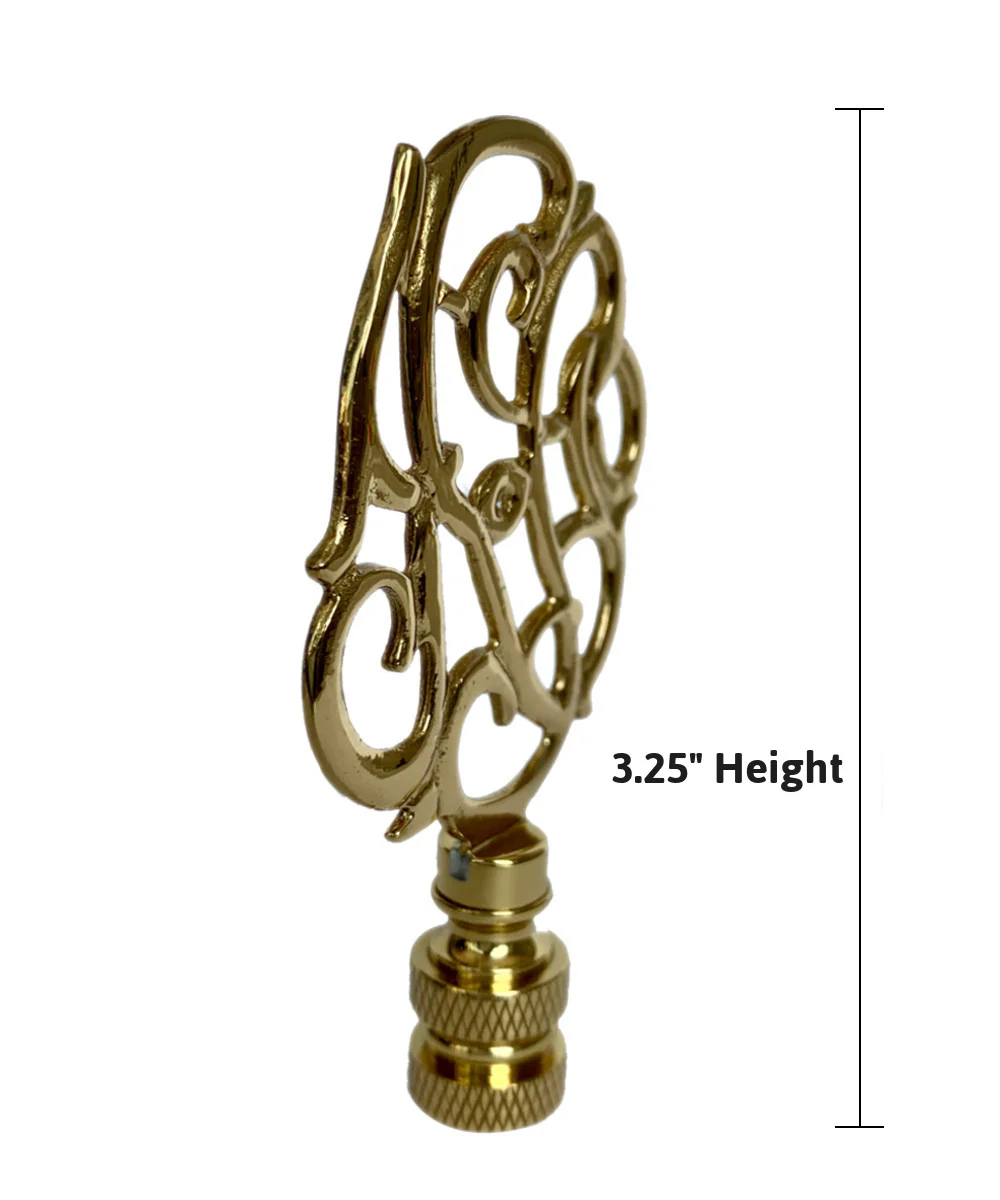 Polished Brass Williamsburg Cipher Lamp Finial with Polished Brass Base 3.25"h - Image 2