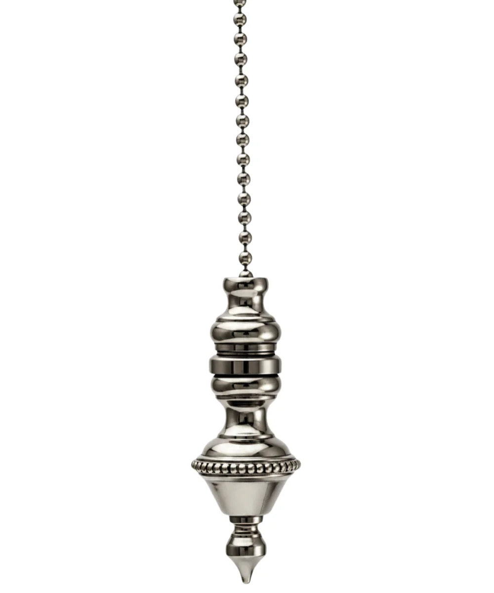 Polished Nickel Beaded Knob Fan Pull 1.5"h