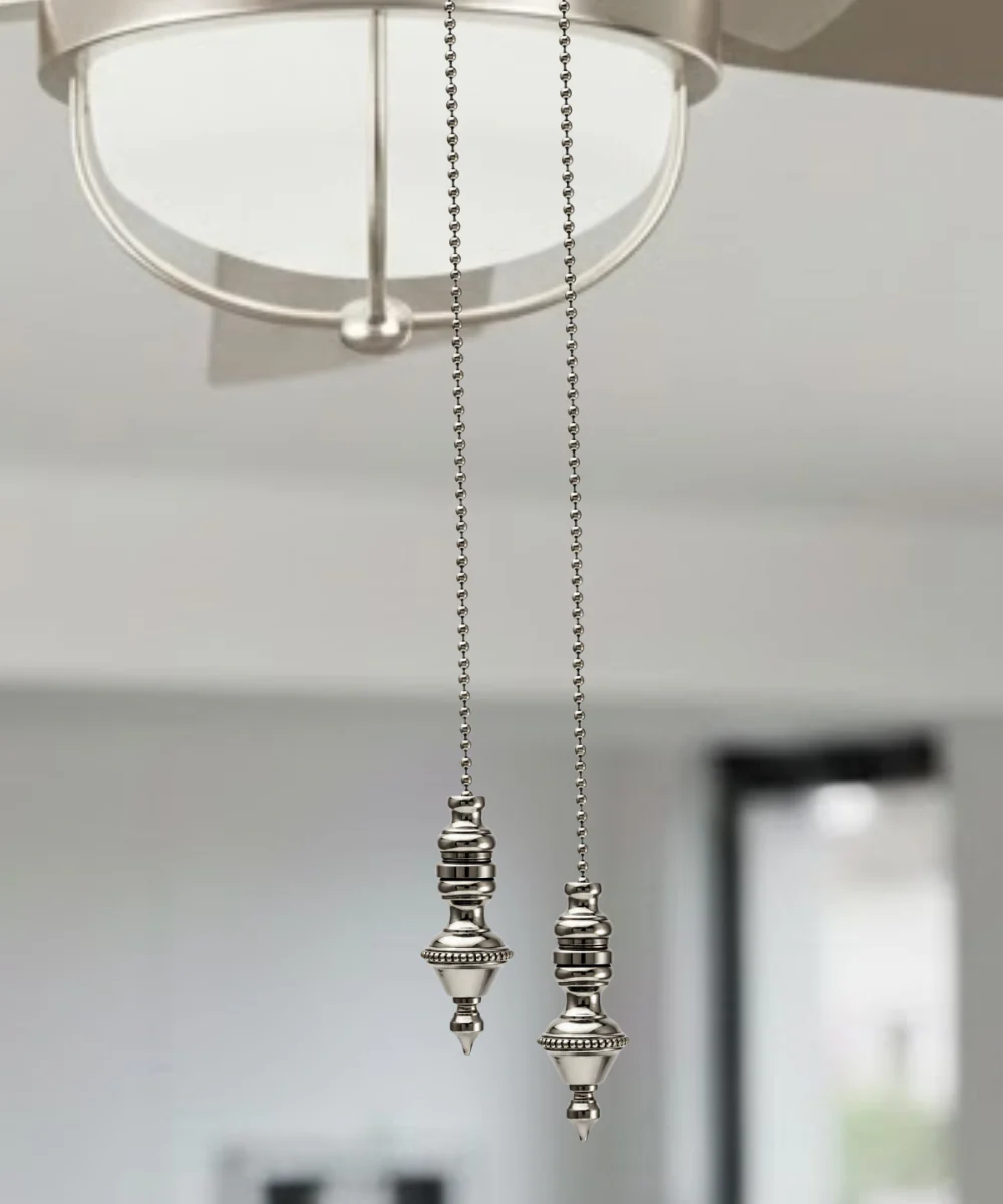 Polished Nickel Beaded Knob Fan Pull 1.5"h - Image 2