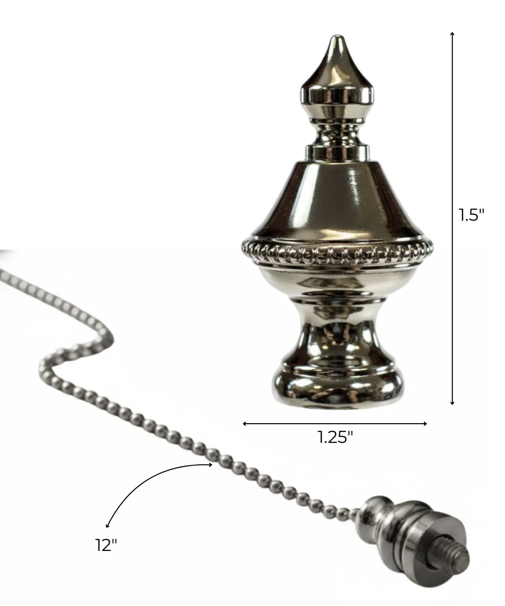 Polished Nickel Beaded Knob Fan Pull 1.5"h - Image 4