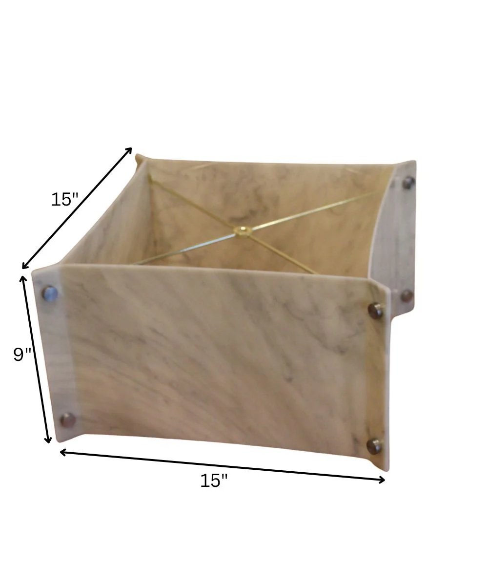 Pop Steady 15x15x9 Faux Marbled Alabaster Shallow Drum Square Lampshade - Image 4