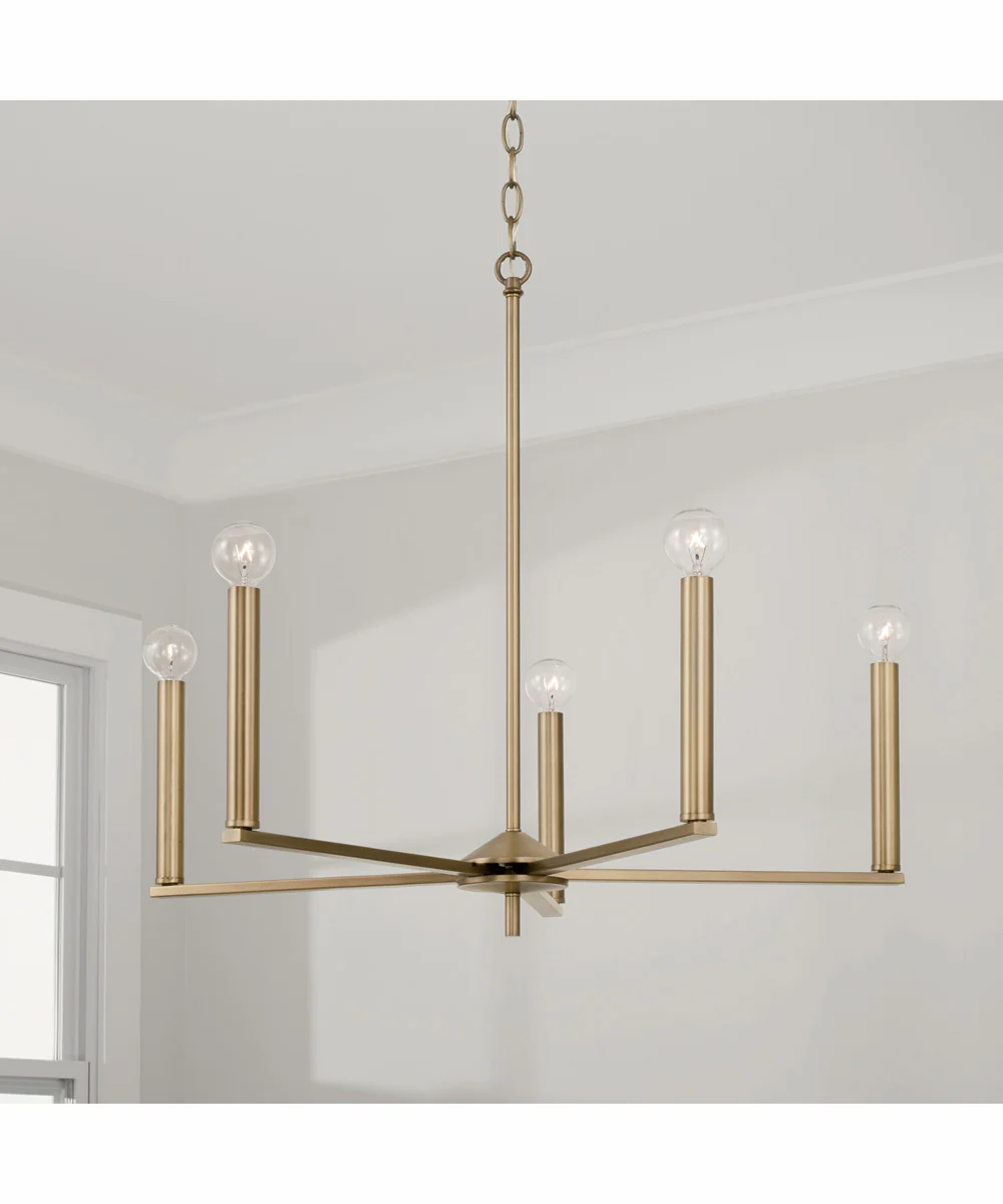 Portman 5-Light Chandelier Aged Brass - Image 2