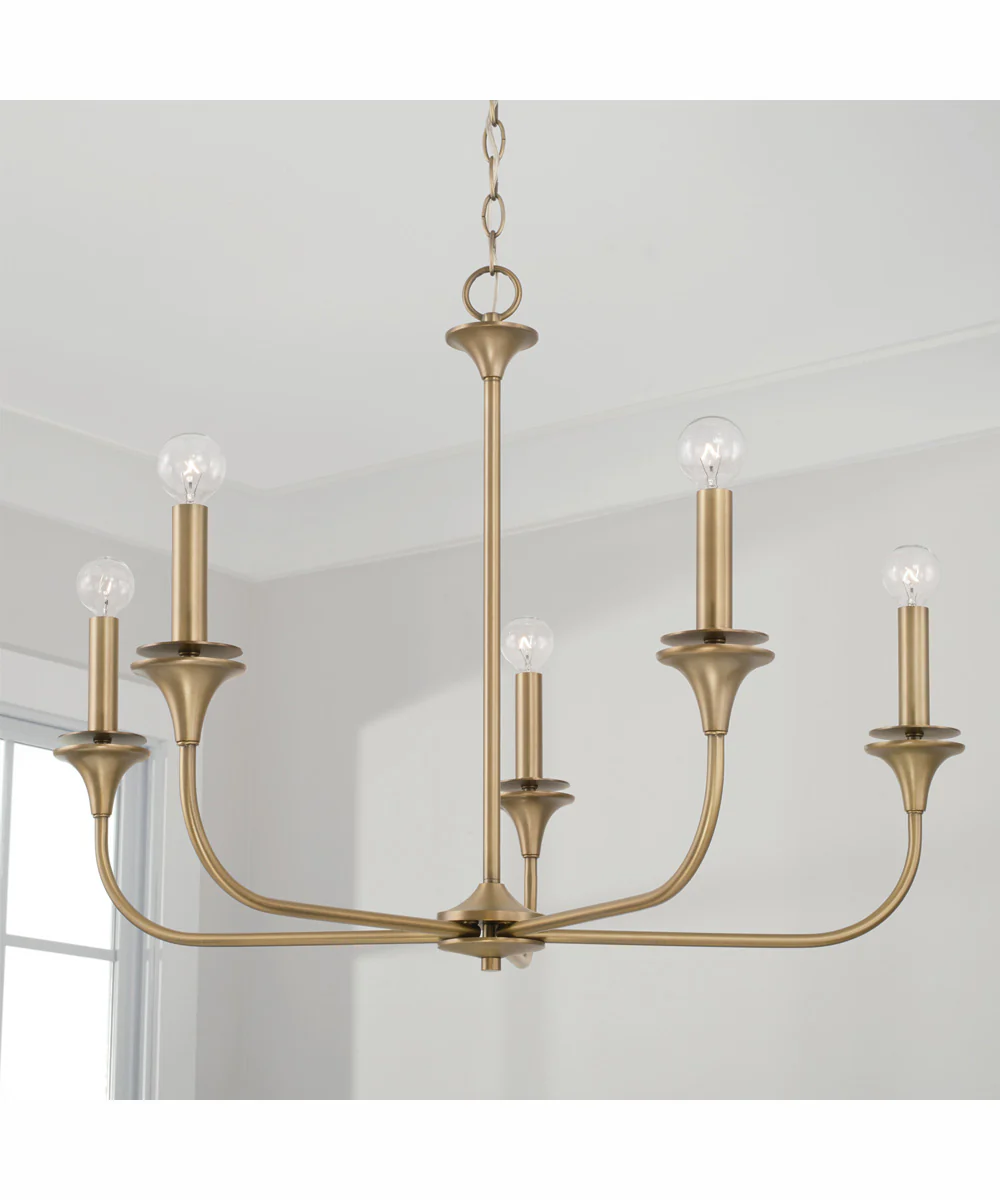 Presley 5-Light Chandelier Aged Brass - Image 2