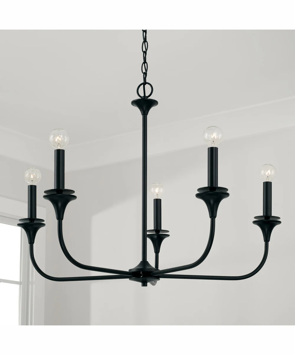 Presley 5-Light Chandelier Matte Black - Image 2