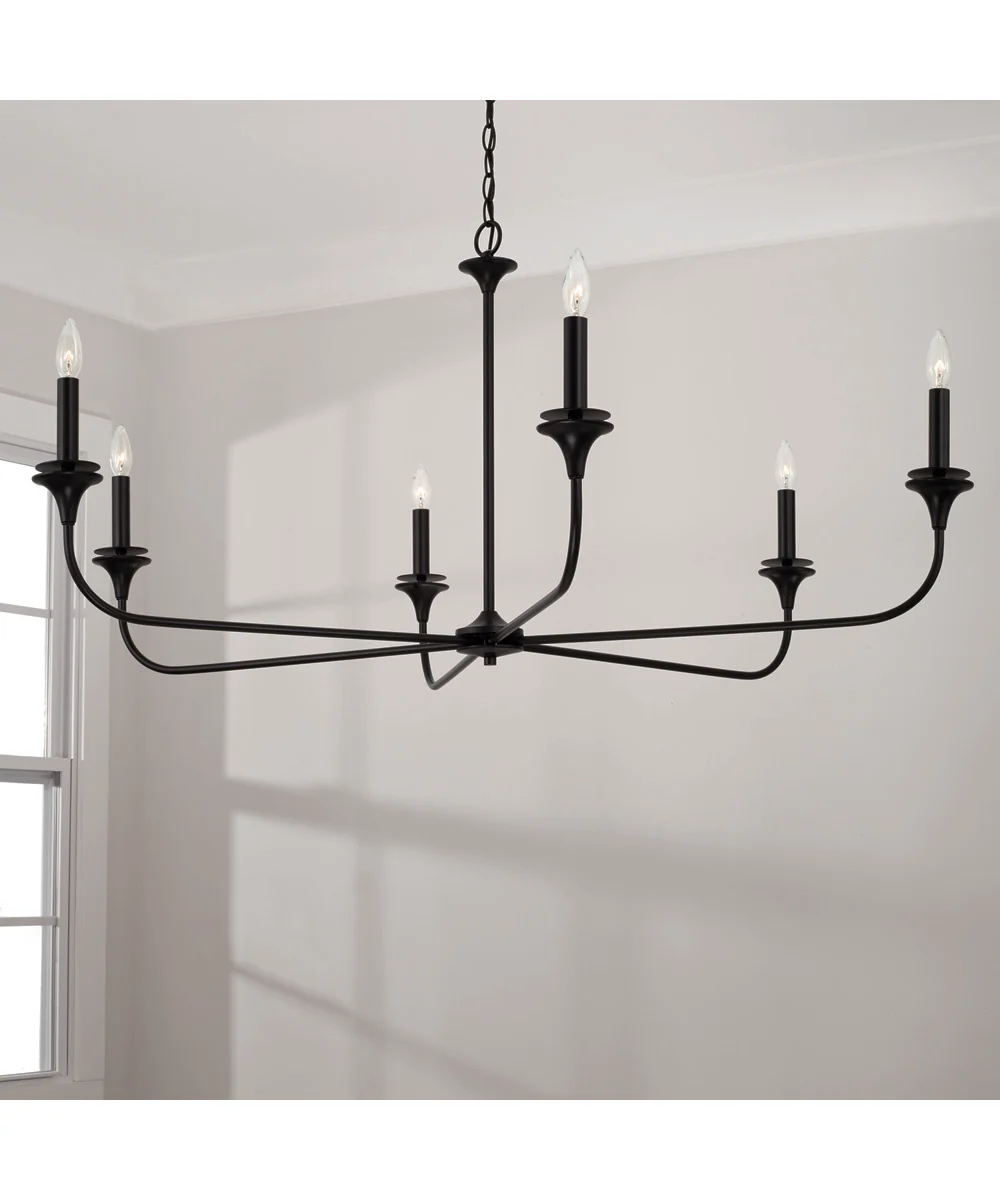 Presley 6-Light Chandelier Matte Black - Image 2