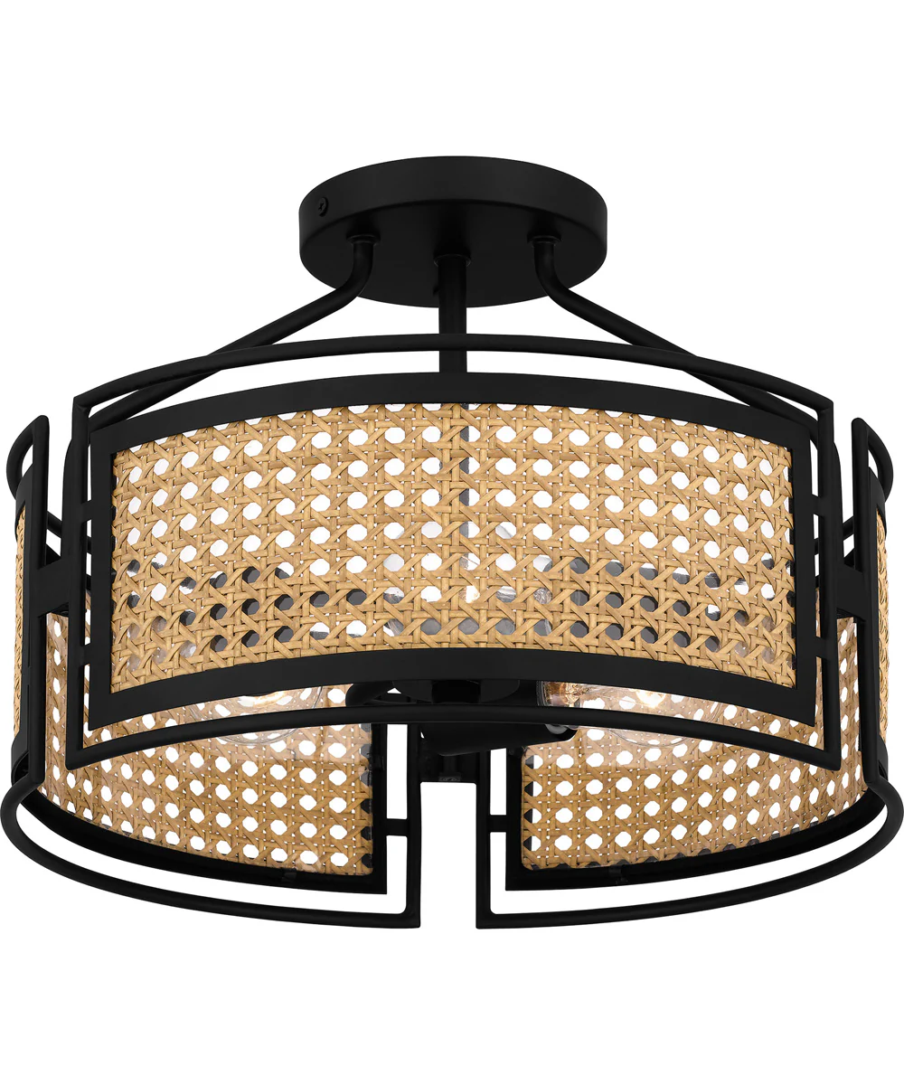 Priya Medium 3-light Semi Flush Mount Matte Black - Image 4