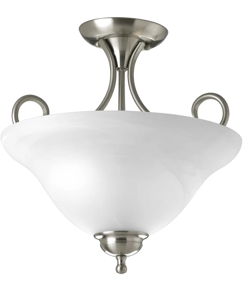 2-Light 13-1/4" Semi-Flush Brushed Nickel
