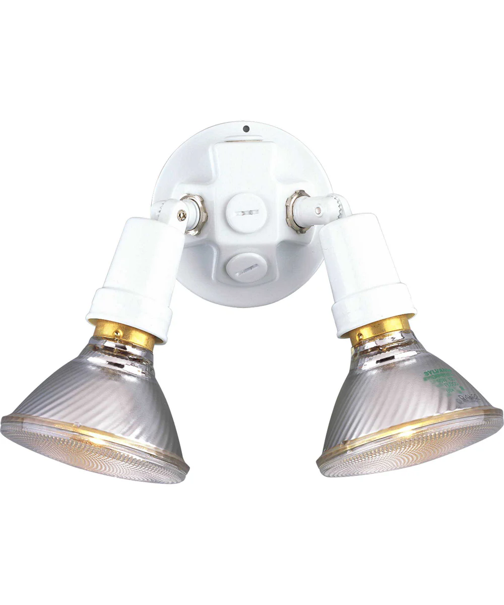 2-Light Adjustable Swivel Flood Light White