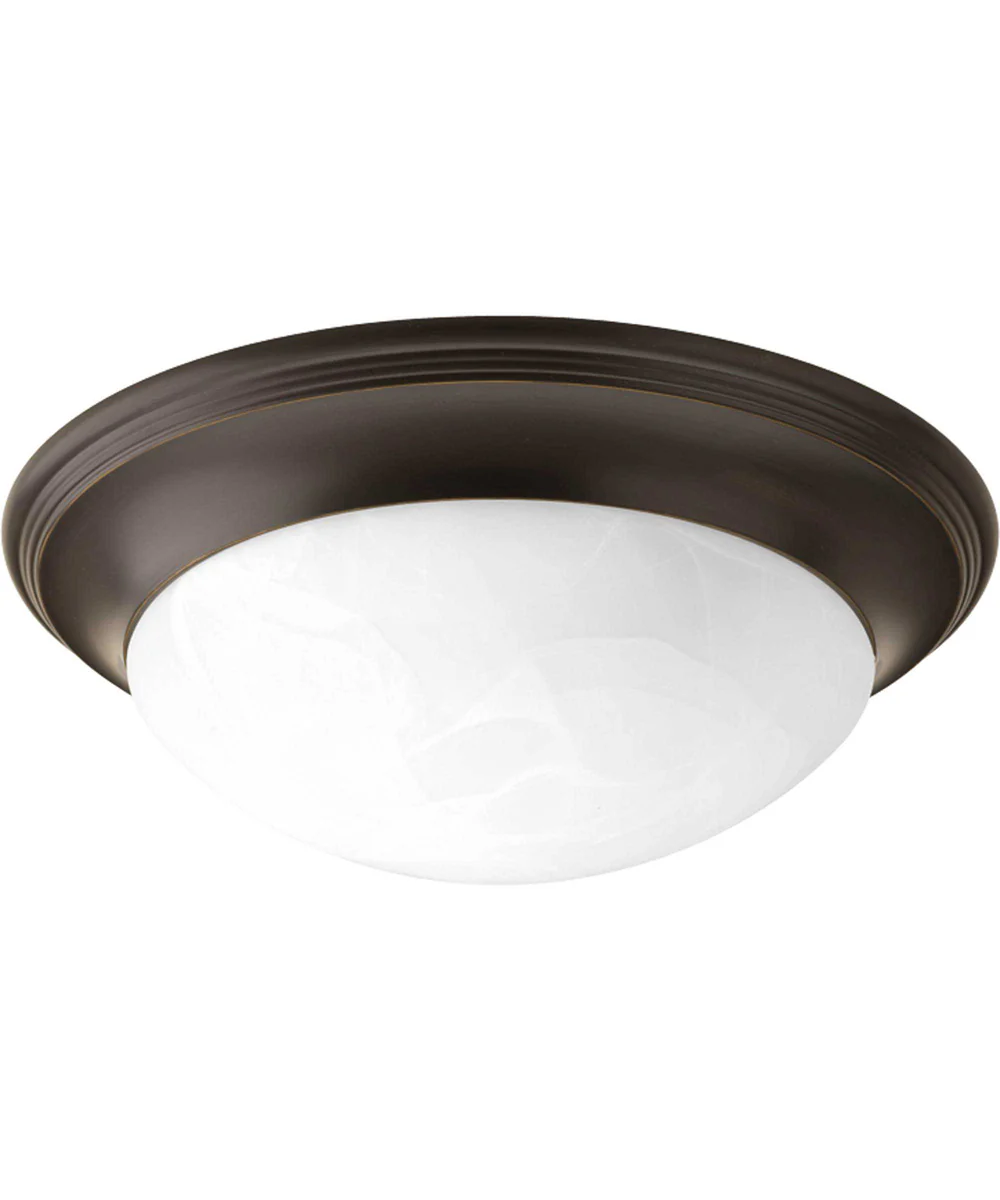 2-Light Alabaster Glass 14" Close-to-Ceiling Antique Bronze