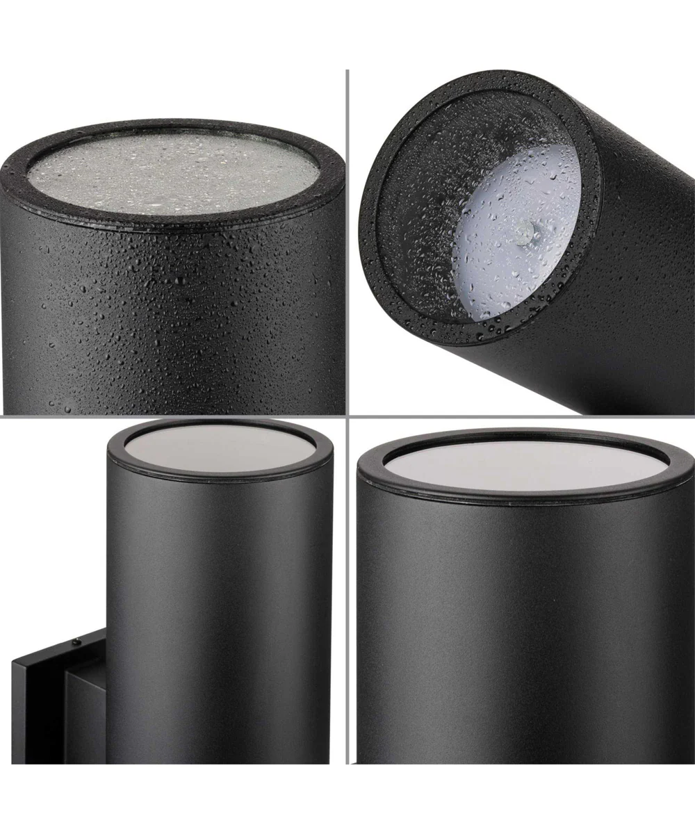 6" LED Outdoor Up/Down Modern Wall Cylinder with  Glass Top Lense Black - Image 2