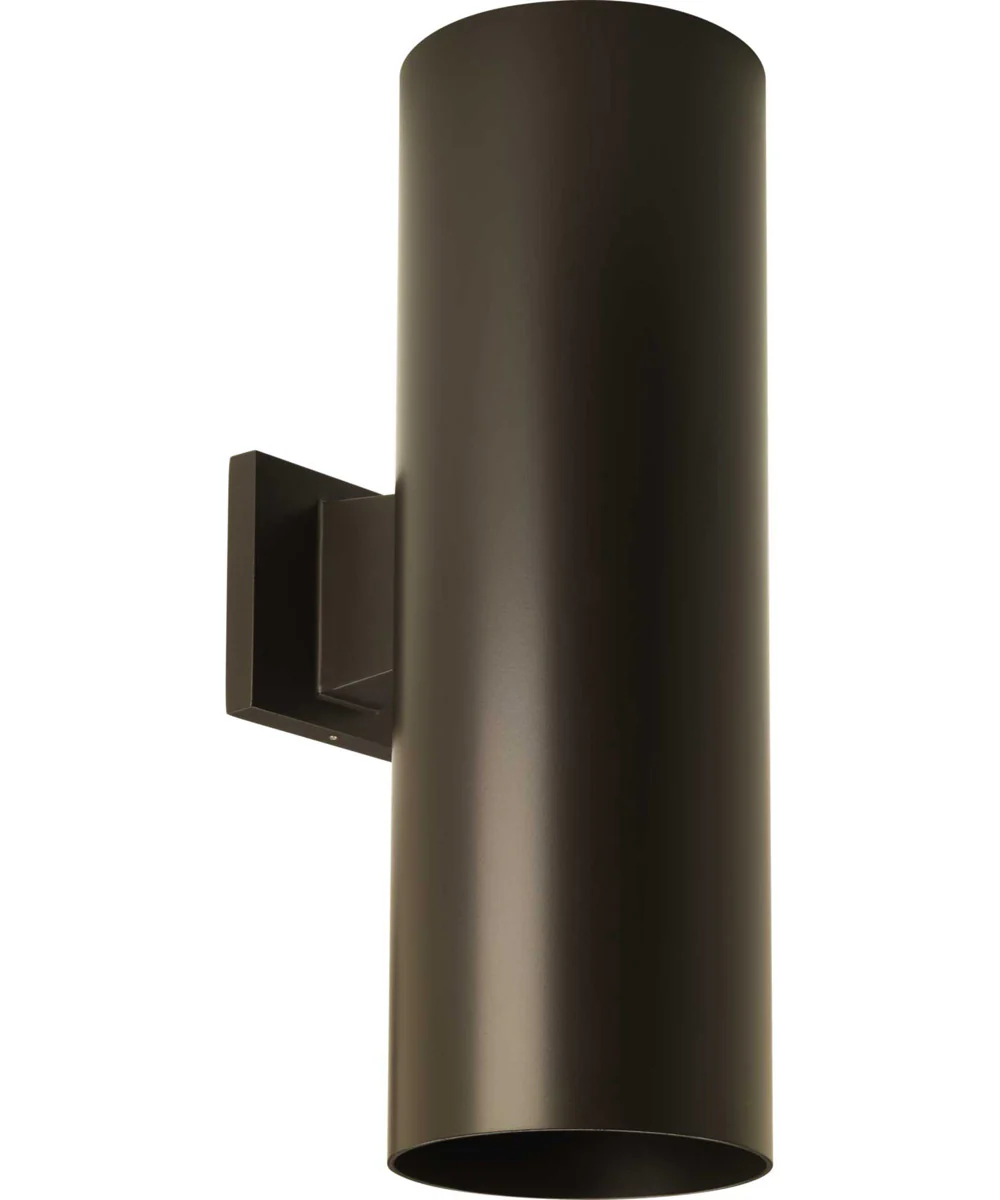 6" Outdoor Up/Down Wall Cylinder 2-Light Modern Outdoor Wall Lantern with Top Lense Antique Bronze