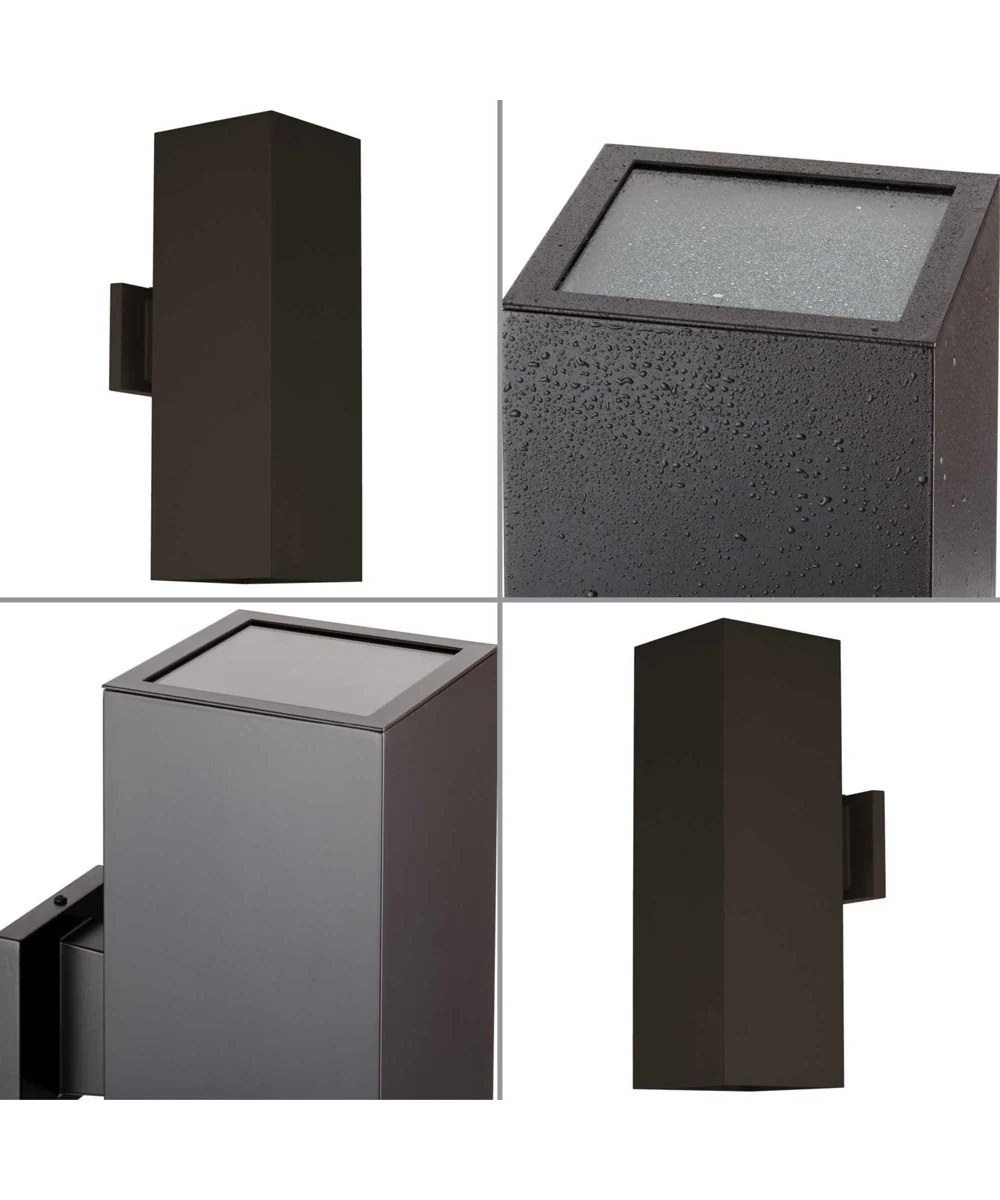 6" Square Up/Down Wall Lantern 2-Light Modern Outdoor Wall Lantern with Top Lense Antique Bronze - Image 2