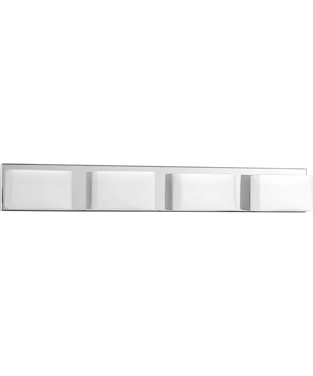 Ace LED 4-Light Etched Glass Modern LED Bath Vanity Light Polished Chrome