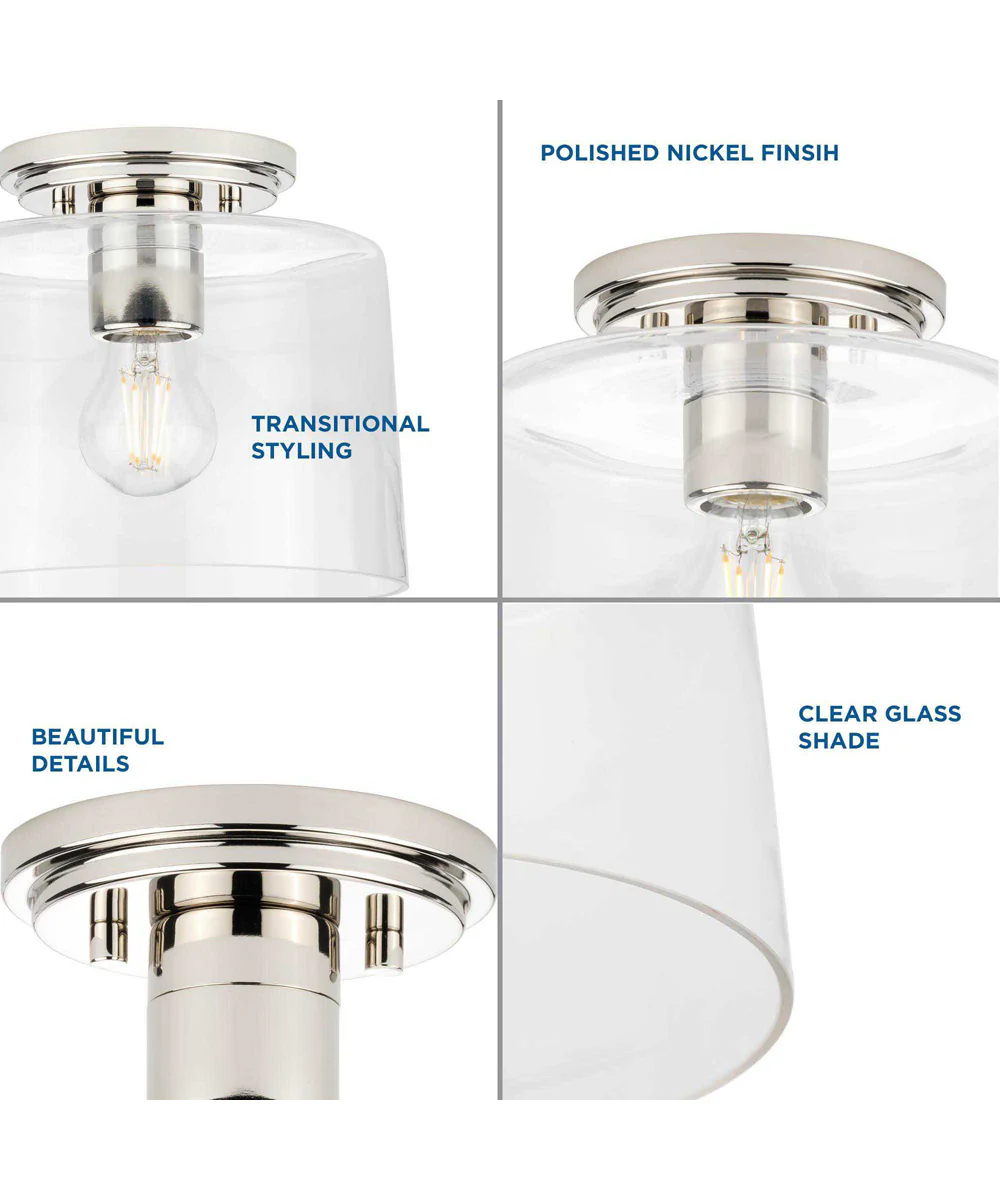 Adley  1-Light Clear Glass New Traditional Flush Mount Light Polished Nickel - Image 3