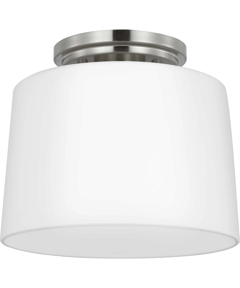 Adley 1-Light Etched Opal Glass New Traditional Flush Mount Light Brushed Nickel