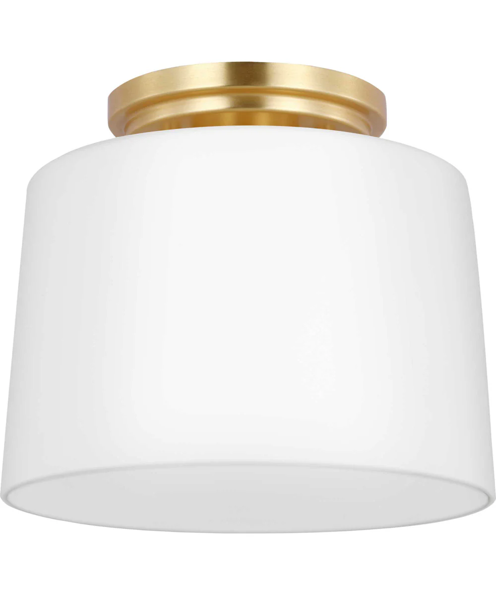Adley 1-Light Etched Opal Glass New Traditional Flush Mount Light Satin Brass