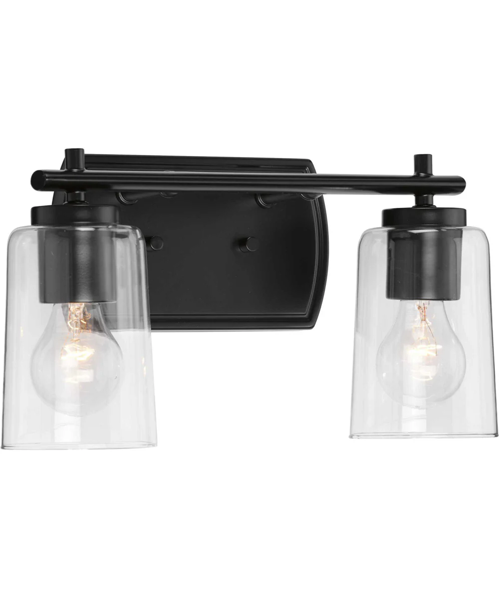 Adley 2-Light Clear Glass New Traditional Bath Vanity Light Matte Black - Image 3