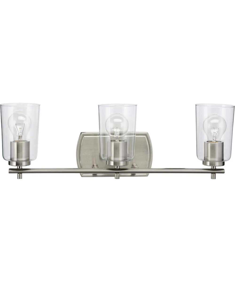 Adley 3-Light Clear Glass New Traditional Bath Vanity Light Brushed Nickel - Image 5