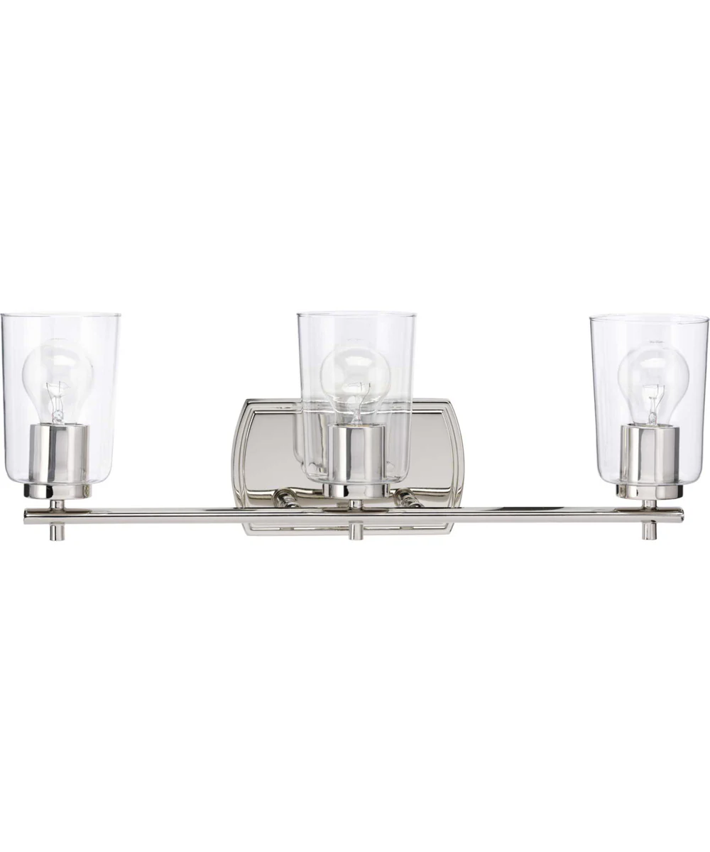 Adley 3-Light Clear Glass New Traditional Bath Vanity Light Polished Nickel - Image 3