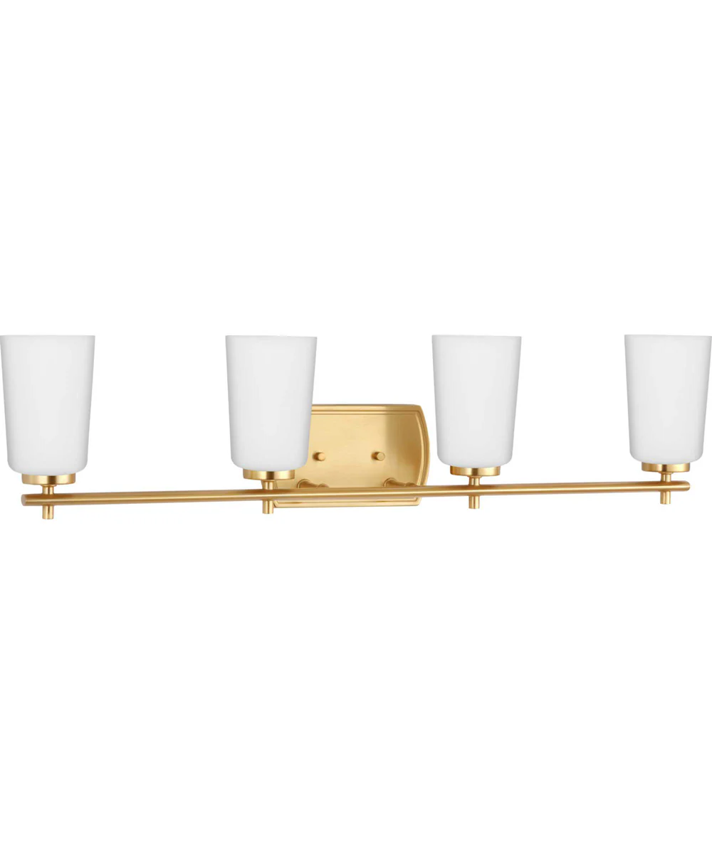 Adley 4-Light Etched Opal Glass New Traditional Bath Vanity Light Satin Brass