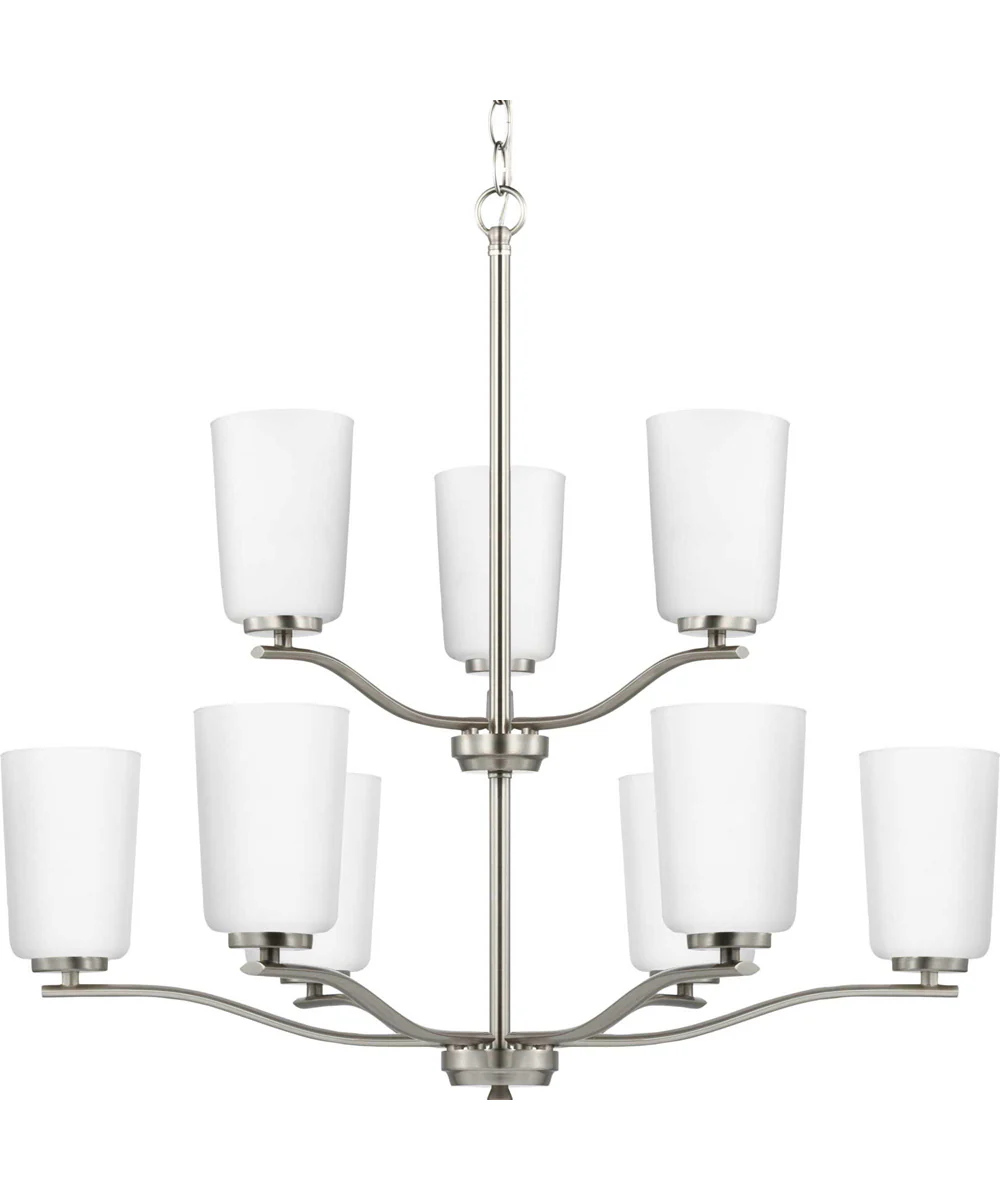 Adley 9-Light Etched White Opal Glass New Traditional Chandelier Brushed Nickel