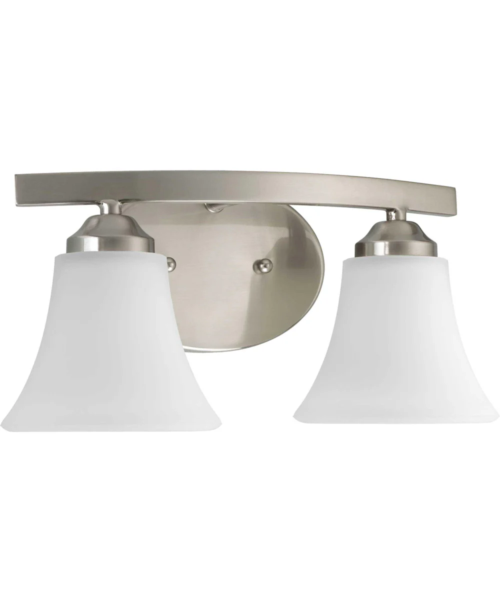 Adorn 2-Light Etched Glass Traditional Bath Vanity Light Brushed Nickel - Image 2