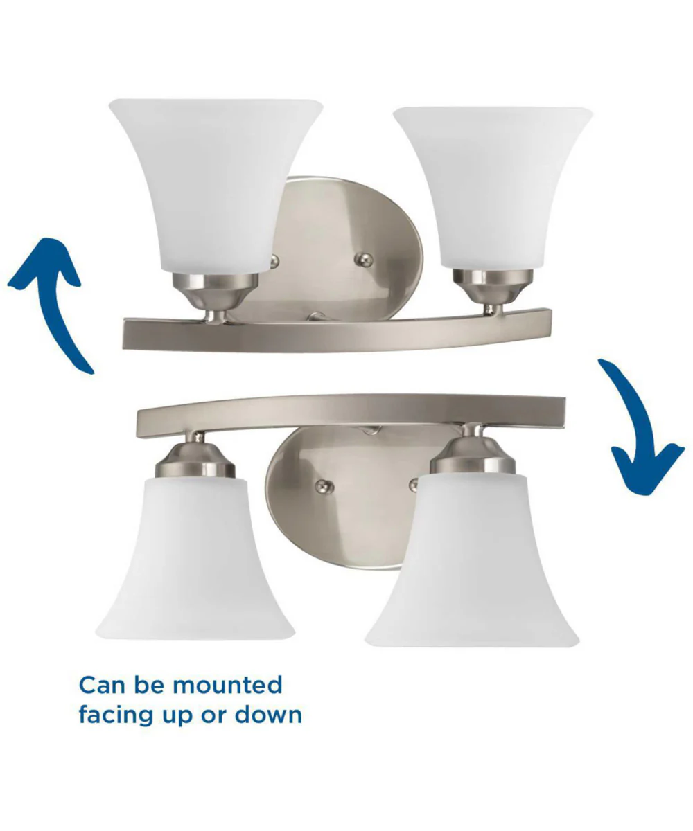 Adorn 2-Light Etched Glass Traditional Bath Vanity Light Brushed Nickel - Image 4