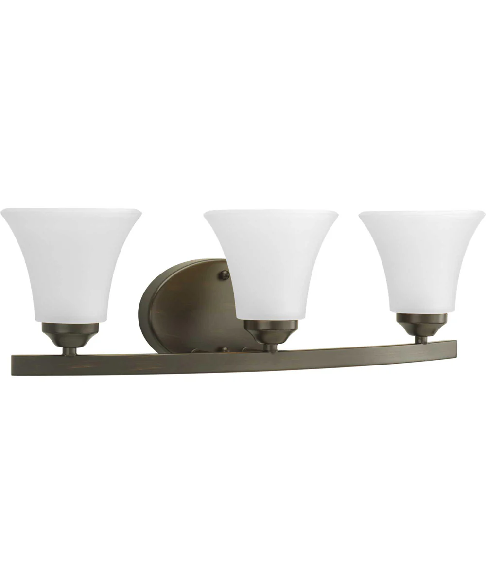 Adorn 3-Light Etched Glass Traditional Bath Vanity Light Antique Bronze