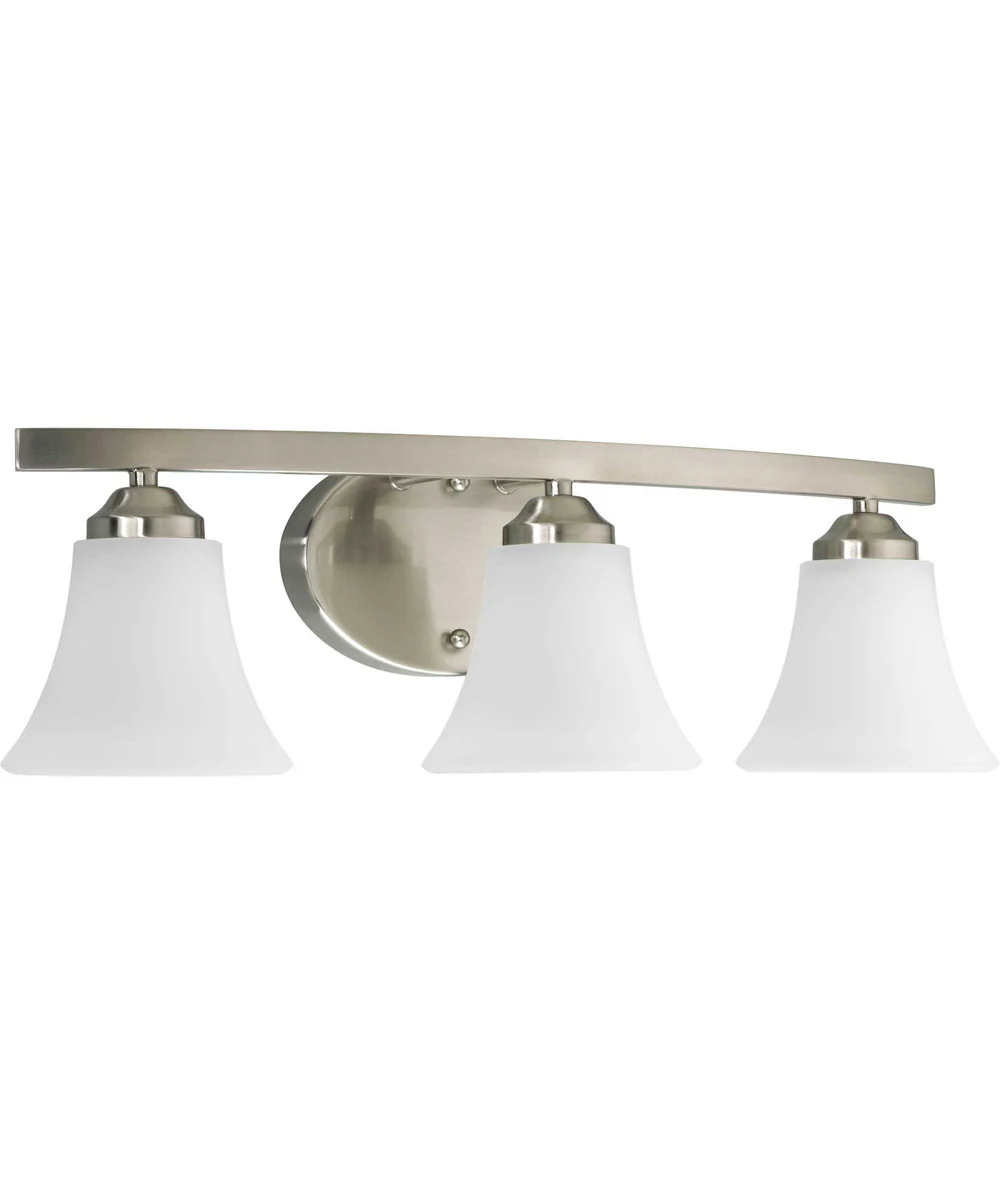 Adorn 3-Light Etched Glass Traditional Bath Vanity Light Brushed Nickel - Image 3