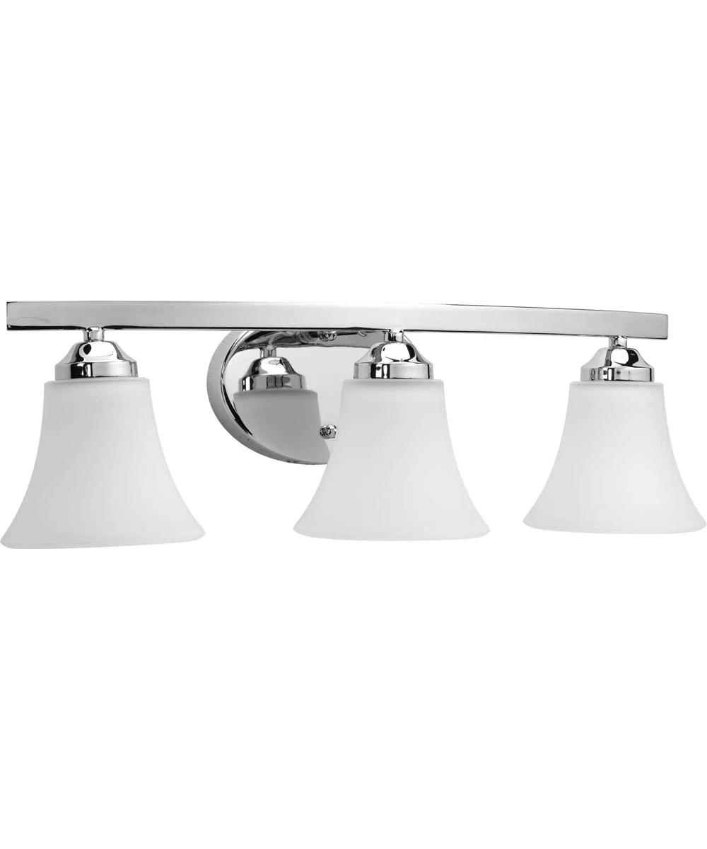 Adorn 3-Light Etched Glass Traditional Bath Vanity Light Polished Chrome