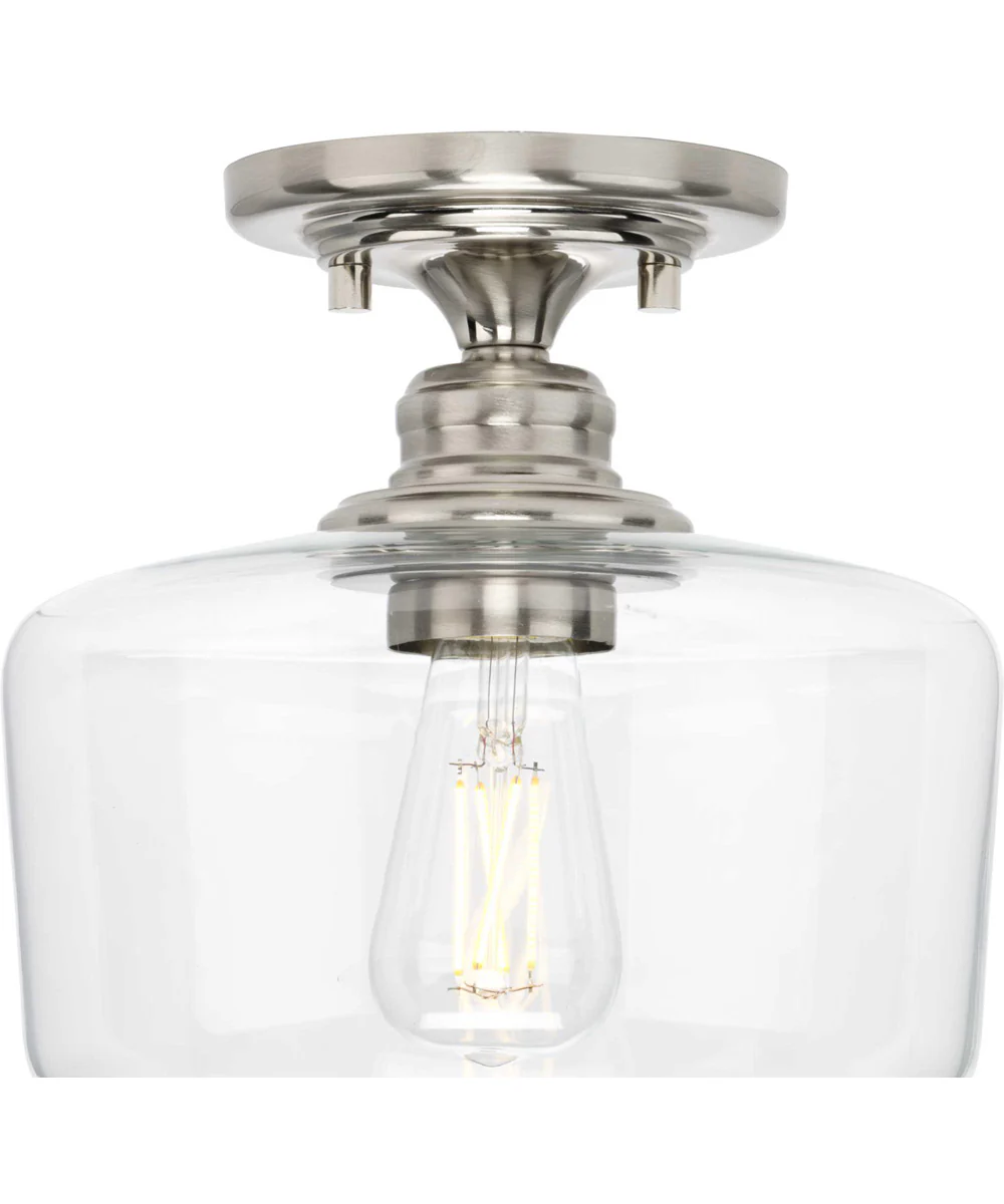 Aiken  1-Light Clear Glass Farmhouse Flush Mount Light Brushed Nickel - Image 3