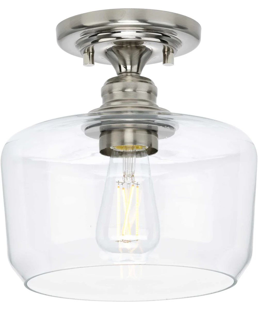 Aiken  1-Light Clear Glass Farmhouse Flush Mount Light Brushed Nickel - Image 6