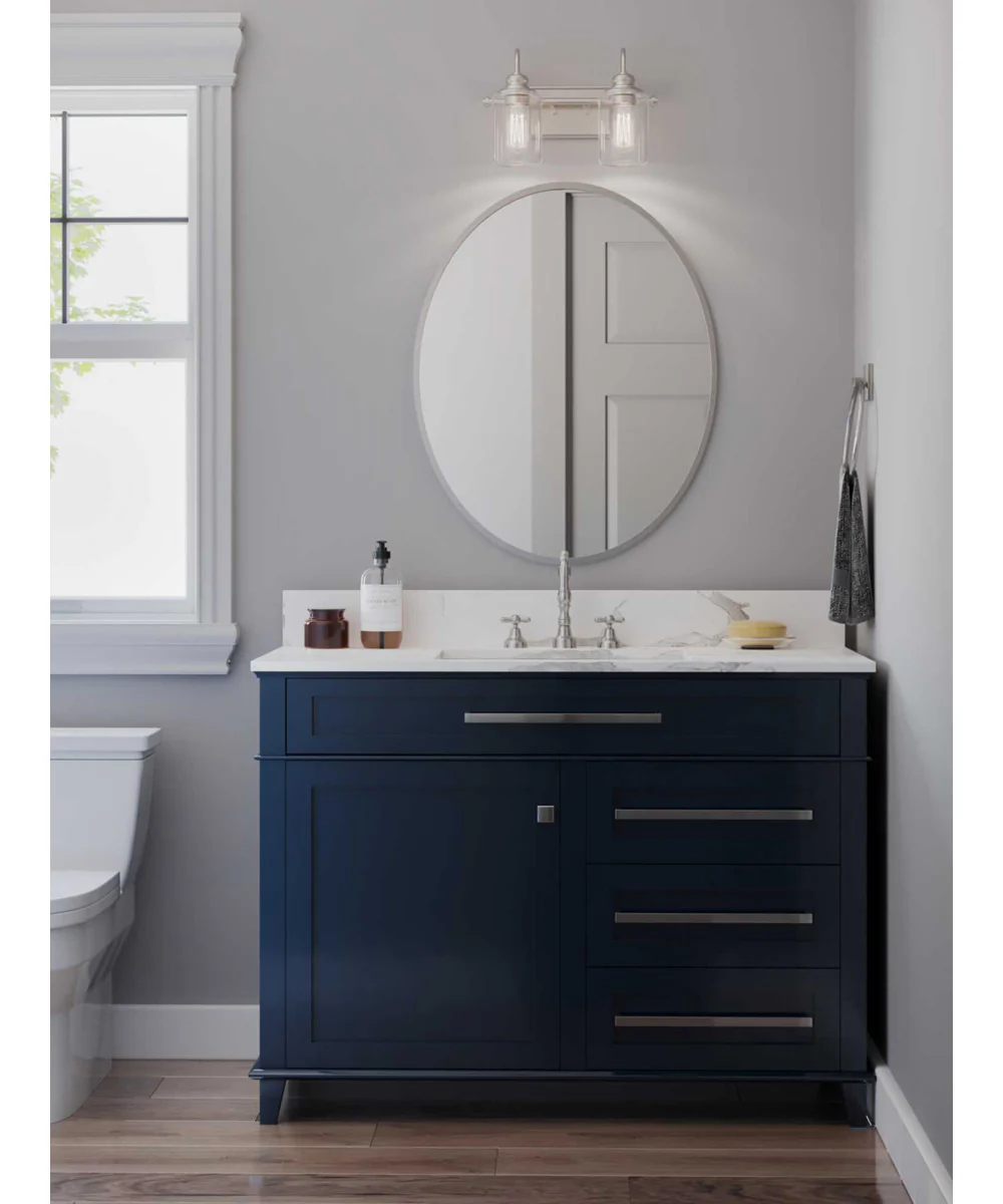 Aiken 2-Light Clear Glass Farmhouse Style Bath Vanity Wall Light Brushed Nickel - Image 2