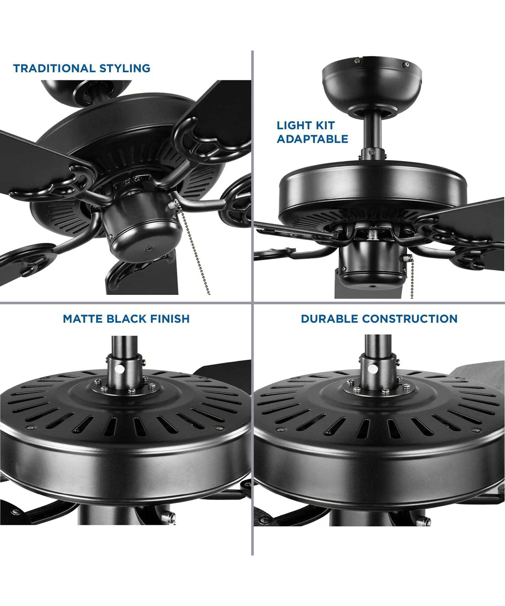 AirPro Energy Efficient-Rated 52-Inch 5-Blade Traditional Ceiling Fan Matte Black - Image 5