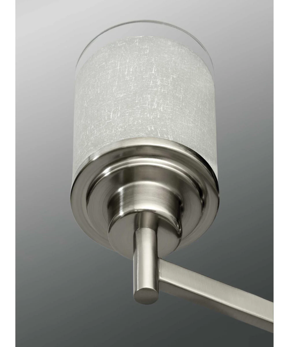 Alexa 4-Light Etched Linen With Clear Edge Glass Modern Linear Chandelier Light Brushed Nickel - Image 4