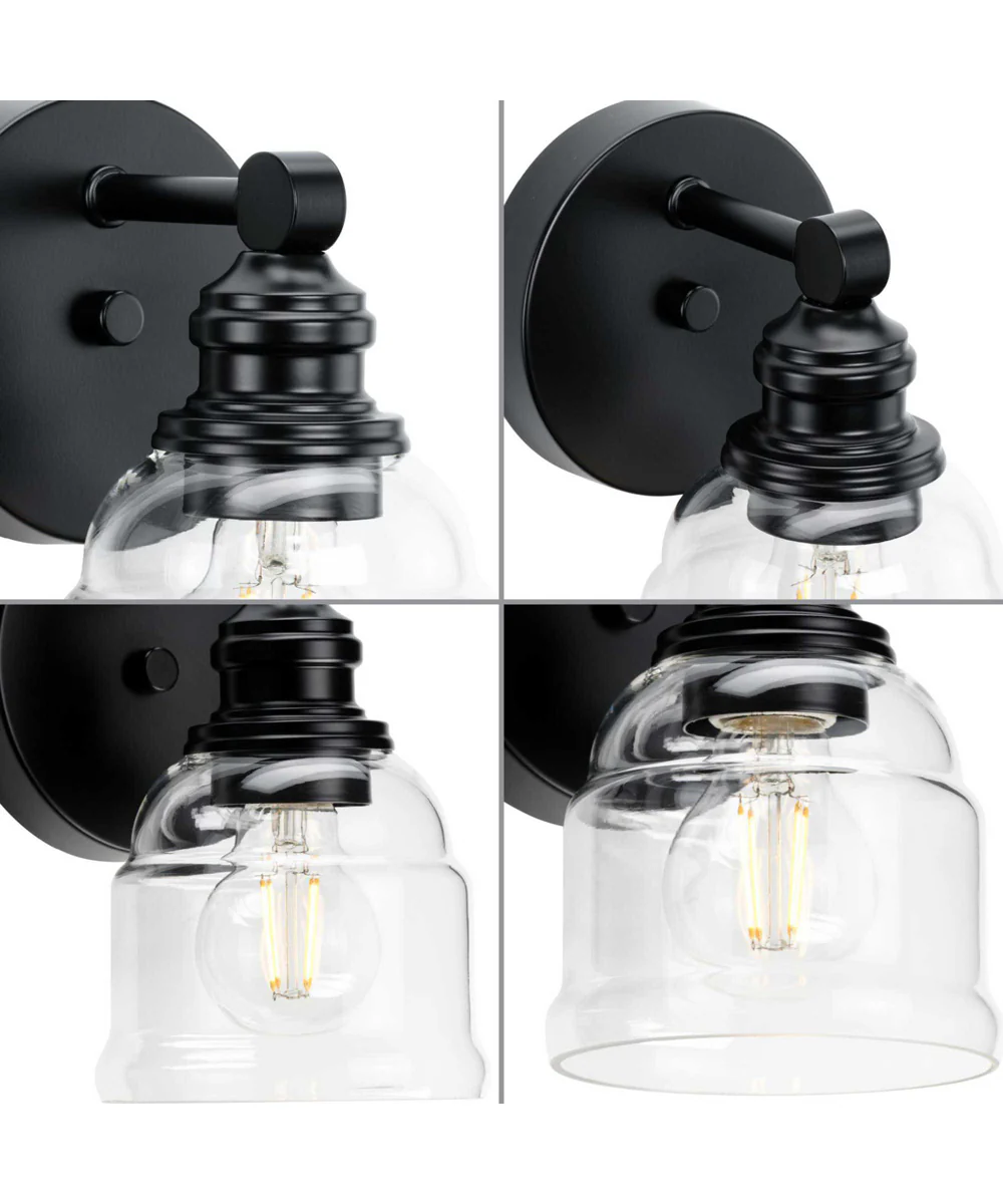 Ambrose 1-Light Farmhouse Clear Glass Bath Vanity Light Matte Black - Image 3