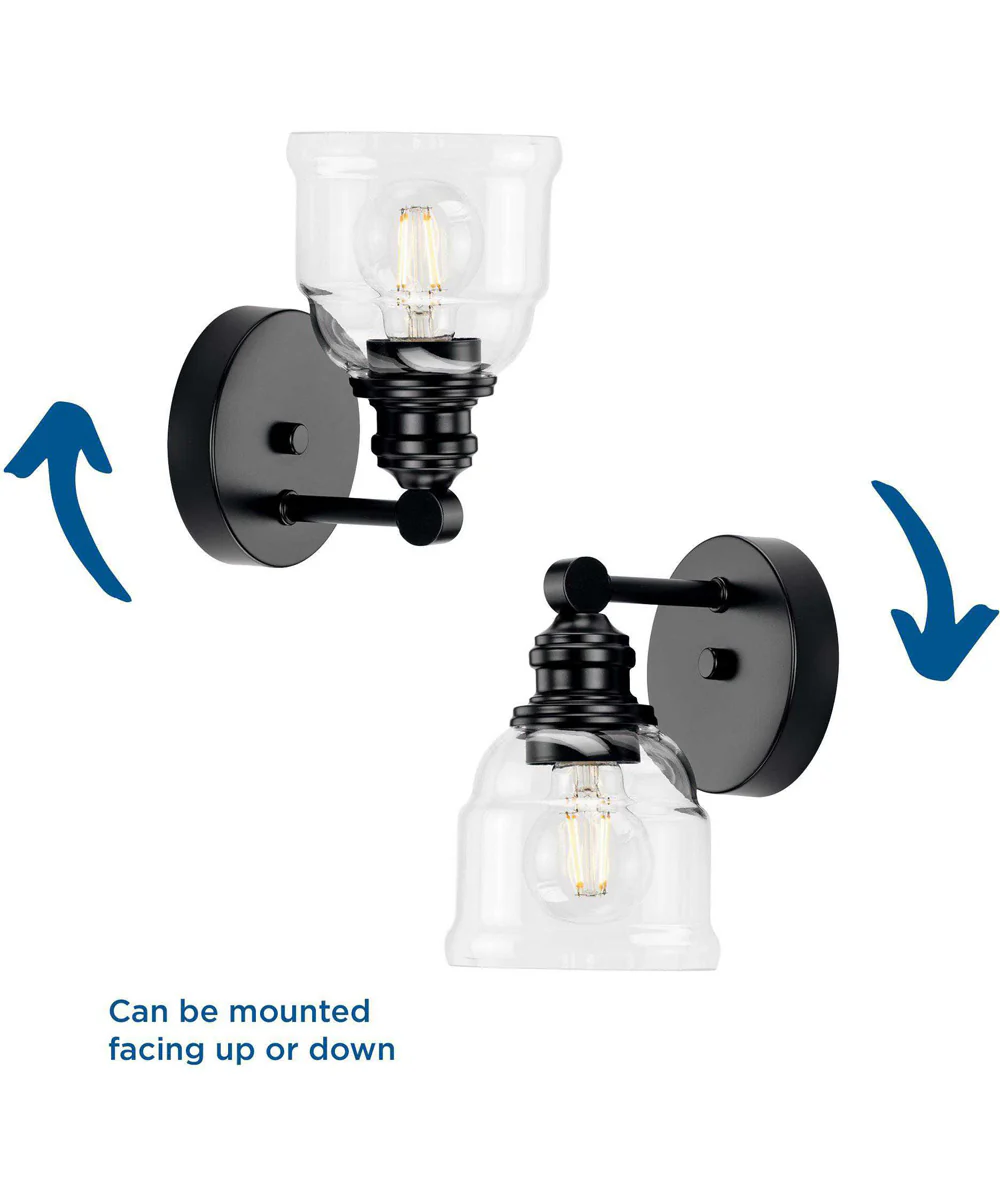 Ambrose 1-Light Farmhouse Clear Glass Bath Vanity Light Matte Black - Image 4