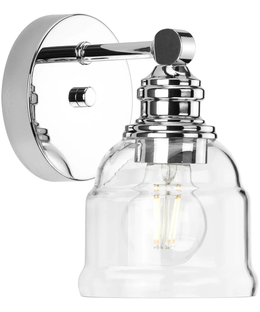 Ambrose 1-Light Farmhouse Clear Glass Bath Vanity Light Polished Chrome