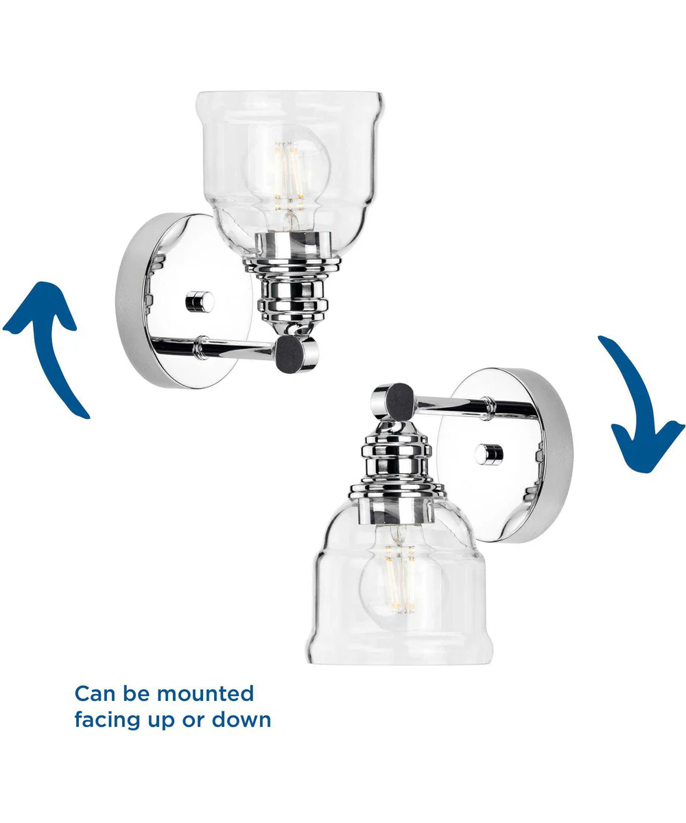 Ambrose 1-Light Farmhouse Clear Glass Bath Vanity Light Polished Chrome - Image 2