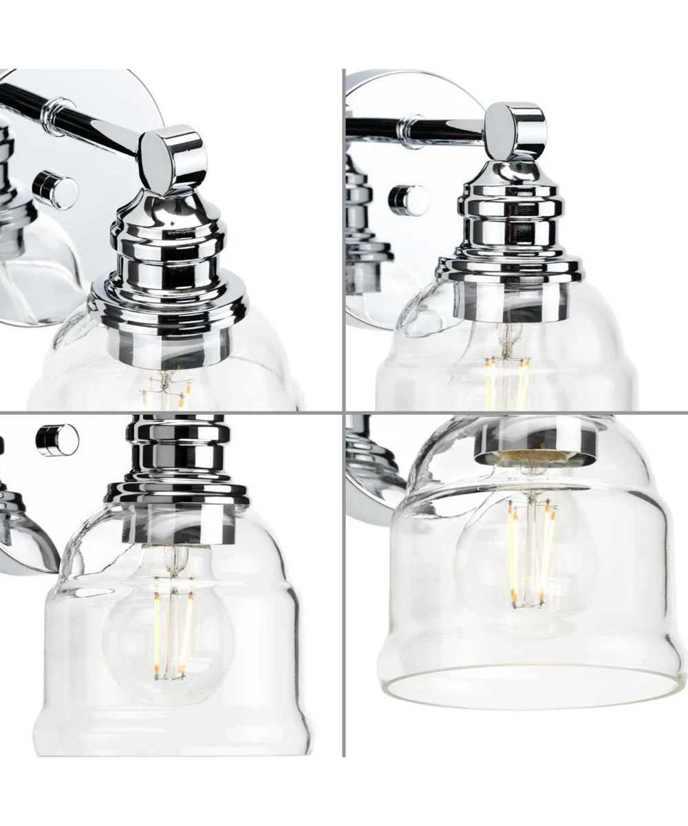 Ambrose 1-Light Farmhouse Clear Glass Bath Vanity Light Polished Chrome - Image 3